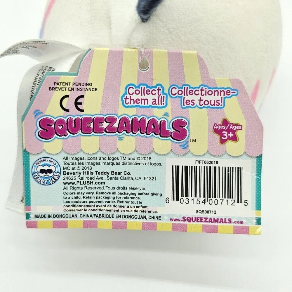 Squeezamals Series 2 Zachry Zebra Plush White Round Stuffed Animal Striped